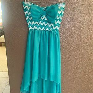 Strapless Teal Love Culture High-Low Dress